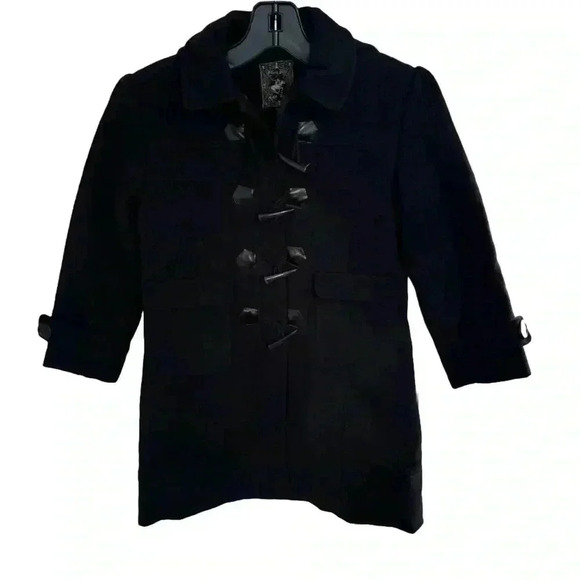 Beverly Hills Polo Club girls wool blend navy coat w/hood lined size 6X - Picture 1 of 11